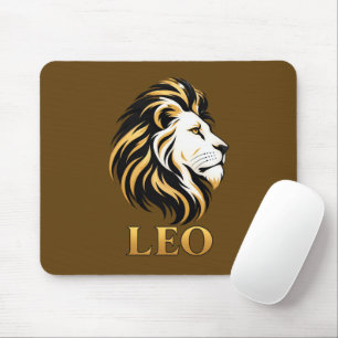 Majestätischer Leo Löwe Sternzeichen Gold & Schwar Mousepad