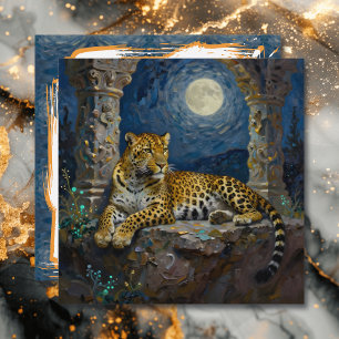 Majestätischer Leopard auf Klippenvorsprung Leer Karte