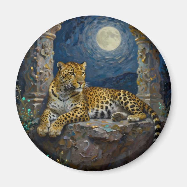 Majestätischer Leopard auf Klippenvorsprung Magnet (Vorne)