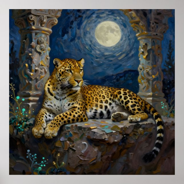 Majestätischer Leopard auf Klippenvorsprung   Poster (Vorne)