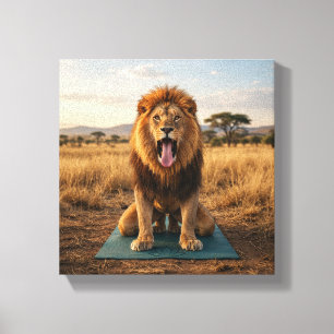 Majestätischer Löwe in der Löwenposition beim Yoga Leinwanddruck