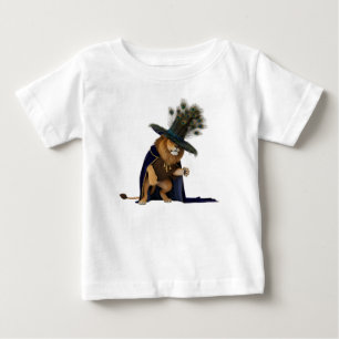Majestätischer Löwe in königsblauer Kappe und Pfau Baby T-shirt