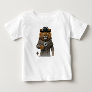 Majestätischer Löwe Privatdetektiv in Fedora Halte Baby T-shirt