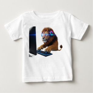 Majestätischer Löwe Pro Gamer trägt RGB-Headset is Baby T-shirt