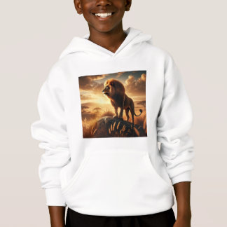 majestätischer Löwe steht stolz auf einem Felsen Hoodie