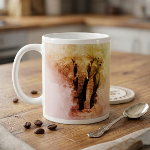 Majestätischer männlicher afrikanischer Elefant be Kaffeetasse