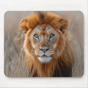 Majestätischer männlicher Löwe mit leuchtend blaue Mousepad