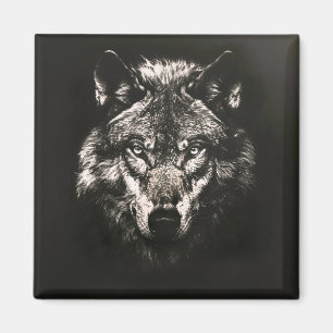 Majestätischer monochromer wilder Wolf Magnet