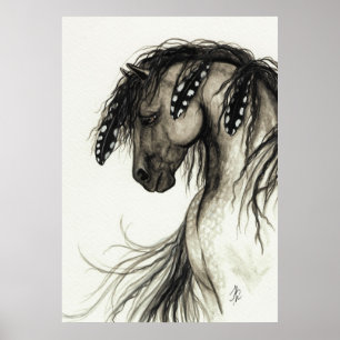 Majestätischer Mustang durch BiHrLe graues Poster