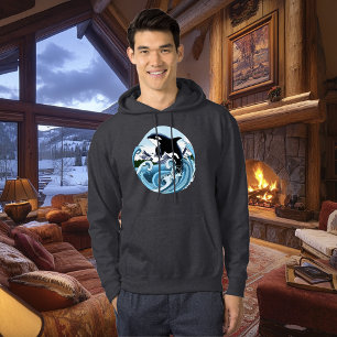 Majestätischer Orca-Schwertwal Blaue Wellen Ozean Hoodie