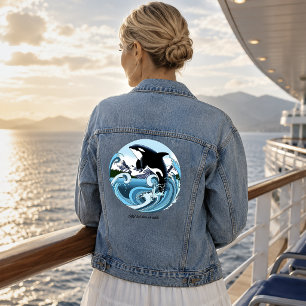 Majestätischer Orca-Schwertwal Blaue Wellen Ozean  Jeansjacke