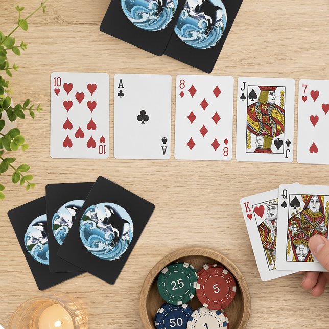 Majestätischer Orca-Schwertwal Blaue Wellen Ozean Spielkarten (Von Creator hochgeladen)