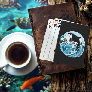 Majestätischer Orca-Schwertwal Blaue Wellen Ozean Spielkarten