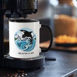 Majestätischer Orca-Schwertwal Blaue Wellen Ozean Tasse