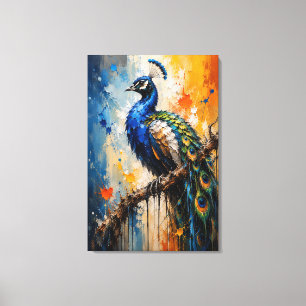 Majestätischer Pfau-Impasto-Leinwanddruck Leinwanddruck