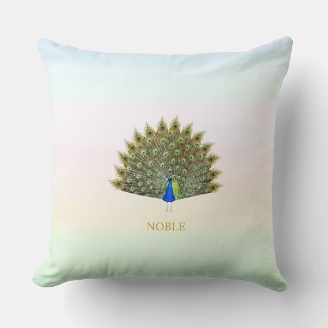 Majestätischer Pfau in Pastellfarben Kissen (Vorderseite)