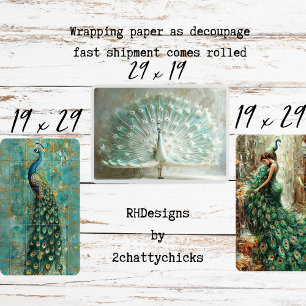 Majestätischer Pfau Satz Decoupage Geschenkpapier Set