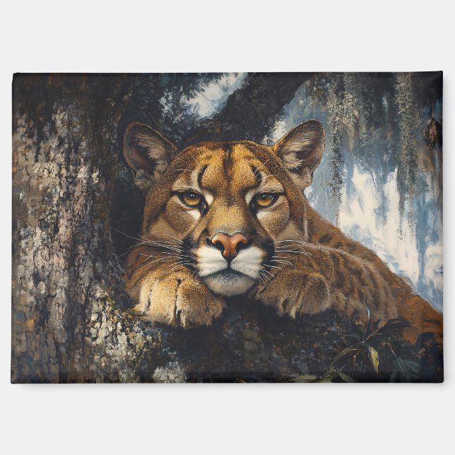Majestätischer Puma im Wald Magnet (Vorderseite)