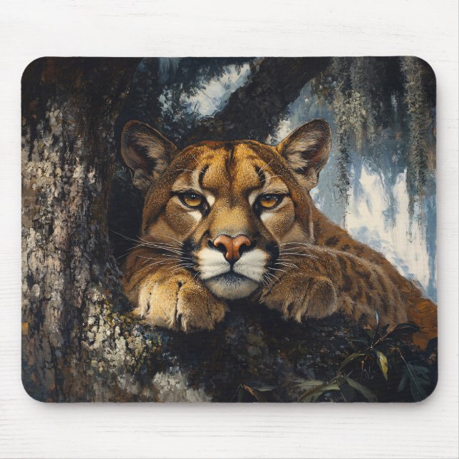 Majestätischer Puma im Wald Mousepad (Vorne)