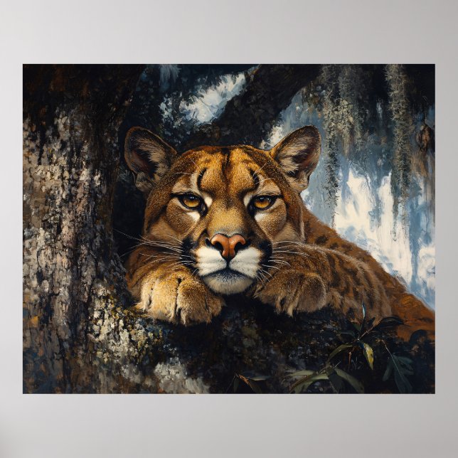 Majestätischer Puma im Wald Poster (Vorne)