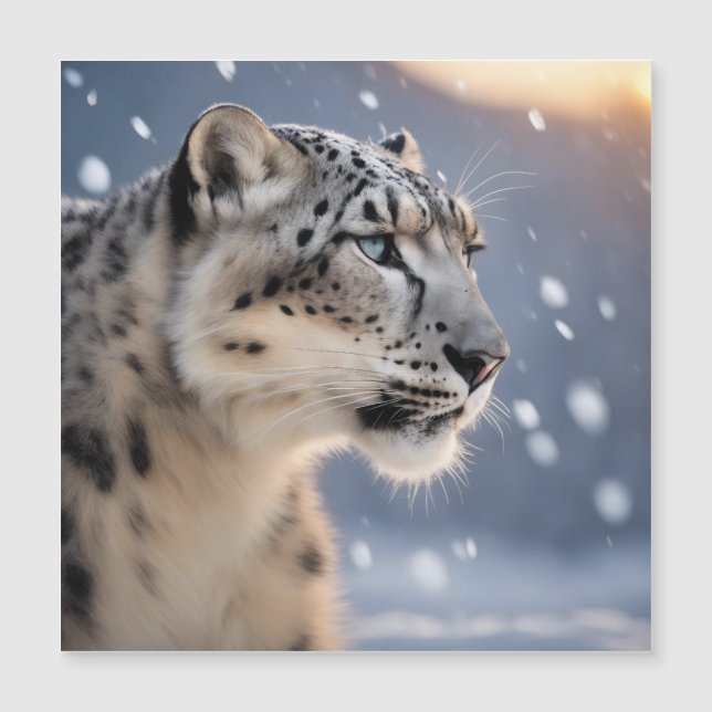 Majestätischer Schneeleoparden Herz des Winterstur Magnetkarte (Vorderseite)