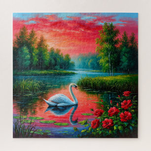 Majestätischer Schwan gleitet auf einem ruhigen Se