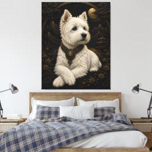 Majestätischer schwarzer West Highland Terrier Gol Leinwanddruck