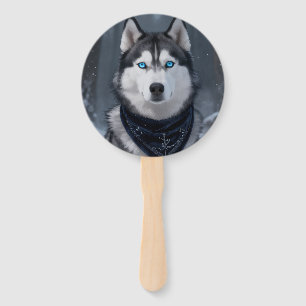 Majestätischer Siberian Husky Blaue Augen Winter S Fächer