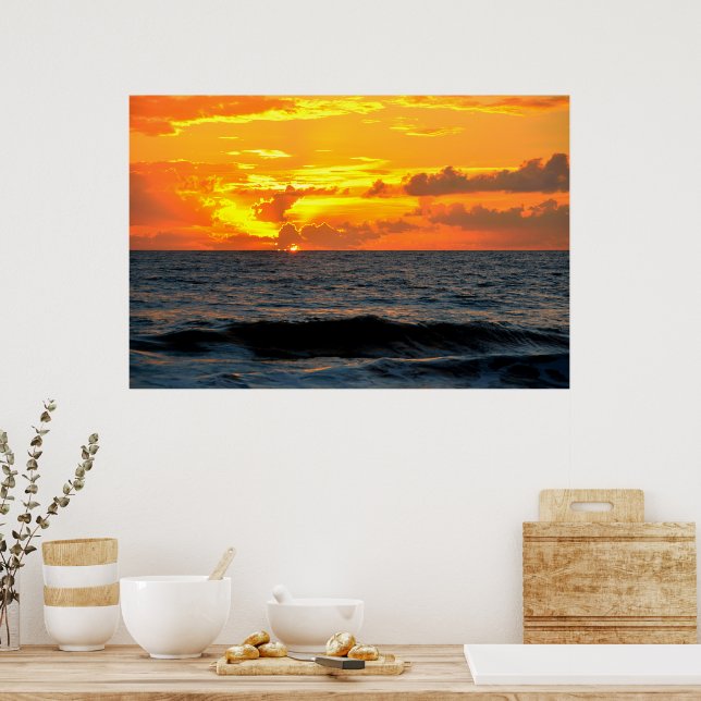 Majestätischer Sonnenaufgang über dem Meer Poster (Küche)