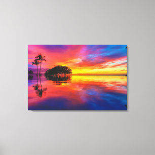 Majestätischer Strand des Sonnenuntergang-  Leinwanddruck