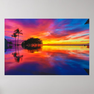 Majestätischer Strand des Sonnenuntergang-  Poster