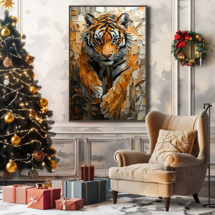 Majestätischer Tiger in dynamischer Impasto-Bewegu Leinwanddruck
