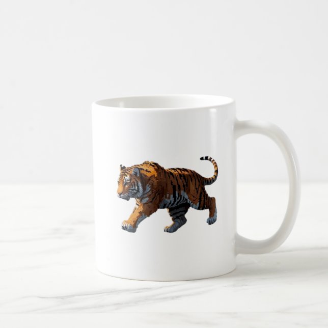 Majestätischer Tiger in Pixel Art. Kaffeetasse (Rechts)