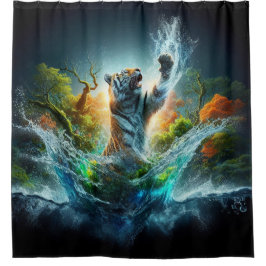 Majestätischer Tiger-Splash-Fantasie-Wildtier-Natu Duschvorhang