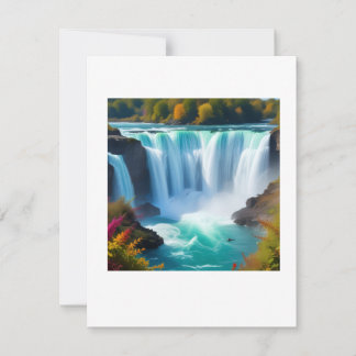 Majestätischer Türkis-Wasserfall | Herbstliche Nat RSVP Karte