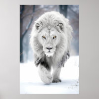 Majestätischer Weißer Löwe im Winter Wonderland De