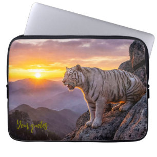 Majestätischer Weißer-Tiger-Sonnenuntergang Laptopschutzhülle