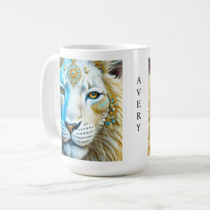 Majestätischer weißer und goldener personalisierte kaffeetasse