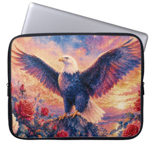 Majestätischer Weißkopfseeadler mit Rosen Geometri Laptopschutzhülle