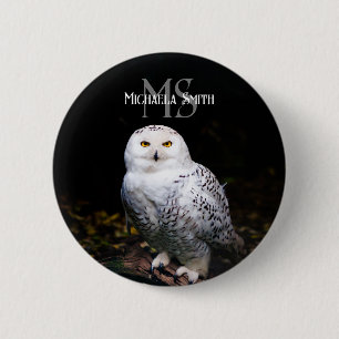 Majestätischer Winterschneeauuler Monogramm-indivi Button