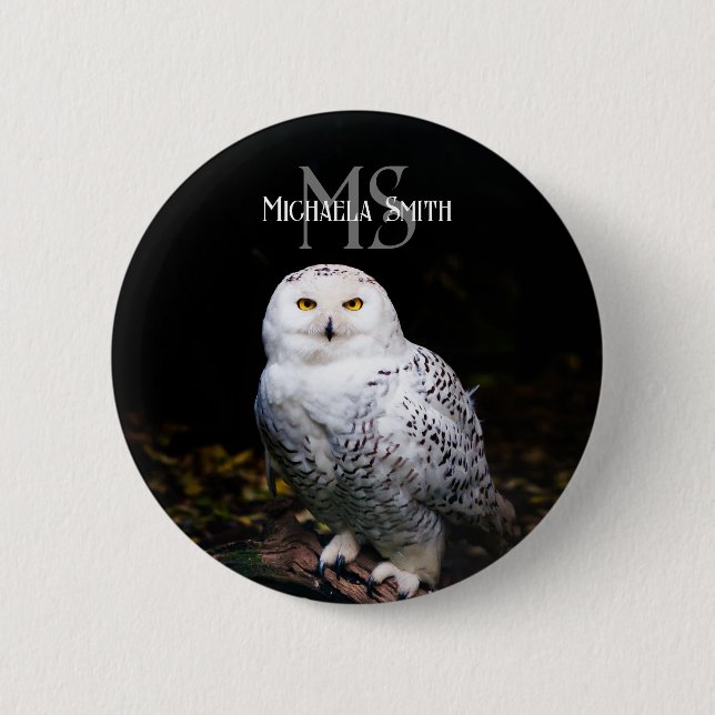 Majestätischer Winterschneeauuler Monogramm-indivi Button (Vorderseite)