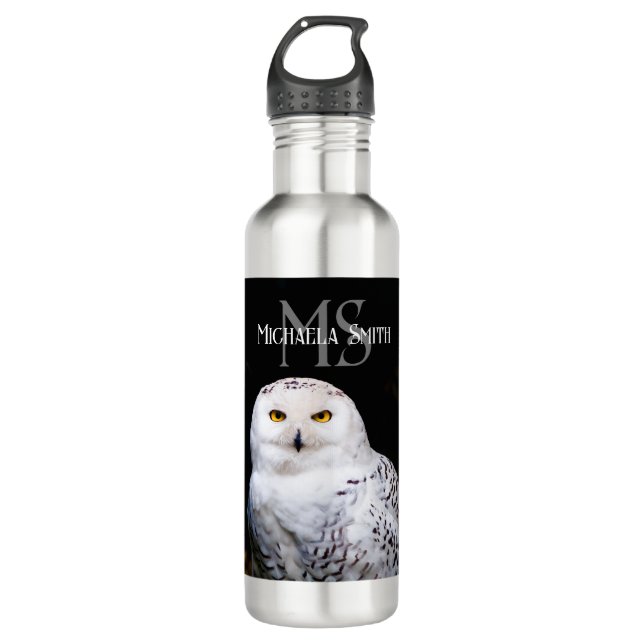 Majestätischer Winterschneeauuler Monogramm-indivi Edelstahlflasche (Vorderseite)