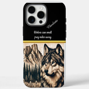 Majestätischer Wolf betrachtet Berglandschaft in d iPhone 16 Pro Max Hülle