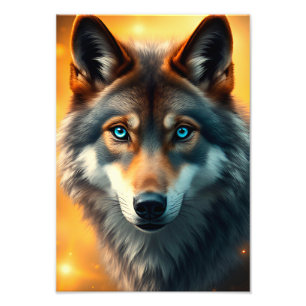 Majestätischer Wolf mit auffallenden blauen Augen Fotodruck