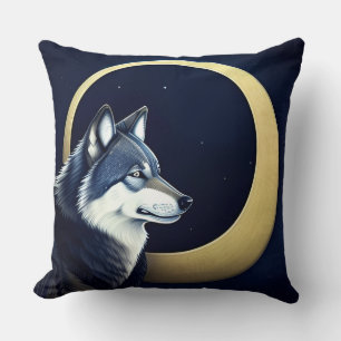Majestätischer Wolf unter Sternenhimmel Kissen
