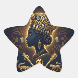 Majestätisches afrikanisches Königinnenporträt Stern-Aufkleber
