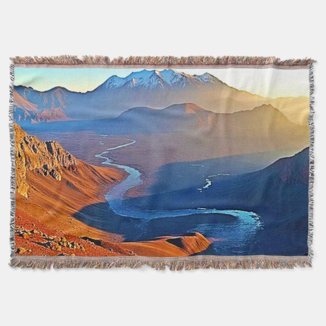 Majestätisches Bergtal-Fluss-Design Decke (Vorderseite)