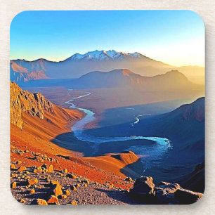 Majestätisches Bergtal-Fluss-Design Getränkeuntersetzer