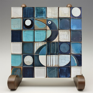 Majestätisches Blaues Reiher-Mosaik-Faux-Relief Fliese
