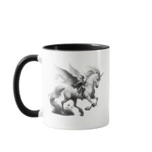 Majestätisches Einhorn mit Ritter.